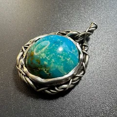 【vintage】ターコイズ　シルバー　ネックレストップ　刻印　ブランド刻印　インディアンジュエリー　GT-BLU1