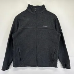 古着 コロンビア Columbia フリースジャケット フルジップ ワンポイントロゴ 企業刺繍 アウトドア L  グレー系 メンズ