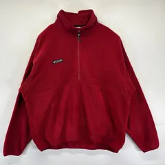 古着 コロンビア Columbia フリースジャケット 大きいサイズ ハーフジップ プルオーバー ワンポイントロゴ アウトドア XL  レッド メンズ