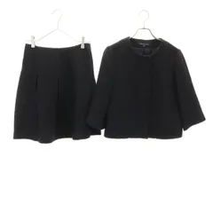 theory セオリー 日本製 ツイード ノーカラージャケット 上下 セットアップ 4/2 ブラック レディース 古着