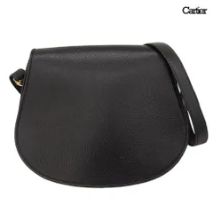 美品 カルティエ CARTIER マストライン Cドゥ金具 レザー 2way ショルダーバッグ 肩掛け 斜め掛け 黒 メンズ レディース