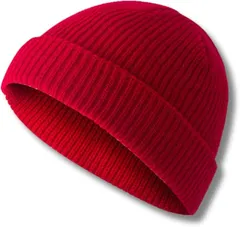 Capprecier ニット帽 メンズ レディース 防寒 ワッチキャップ ビーニー 無地 伸縮性 おしゃれ シンプル 軽量 通勤 通学 アウトドア (レッド,  59.0 cm)