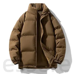 ボアジャケット メンズ スタンドカラー オーバーサイズ 保温 ペアルック 厚手 無地 ボリューム感 ゆったり 大きいサイズ アウトドア ストリート 冬 ブラウン