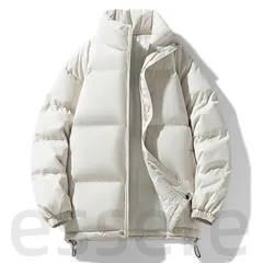 ボアジャケット メンズ スタンドカラー オーバーサイズ 保温 ペアルック 厚手 無地 ボリューム感 ゆったり 大きいサイズ アウトドア ストリート 冬 ホワイト