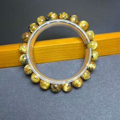 012ゴールド タイチン ルチル クォーツ 13mm - 14mm 金針 天然石
