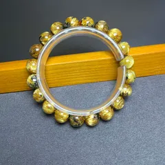 希少 EU製★太陽花タイチンルチル★黄金針水晶 金運 開運 ゴールド ブレスレット パワーストーン  10-10.8mm  ZZ1709