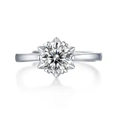 【新品】 【SHINGYODO】1-3カラット モアサナイト プロポーズリング 925シルバー 18Kホワイトゴールド仕上げ フリーサイズ レディース モアッサナイト 婚約指輪 母の日ギフト (雪星, 1ct（ダイヤ直径6.5mm）) 1