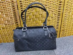 E19-20251121-55 Roberta di Camerino ロベルタディカメリーノ ハンドバッグ ブラック系 総柄 ロゴチャーム付き 未使用品