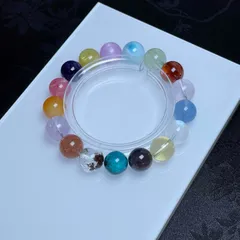 高級 EU製★多宝カラークォーツ★水晶ブレス パワーストーン 天然石B アクセサリー 幸運 お守り  約11.5-12.6mm ZZ1715