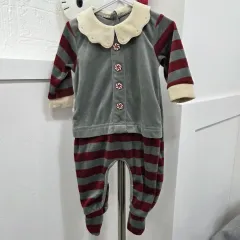 6-12m ZARA HOME ツアーベルベット ストライプ 赤ちゃん 宇宙服