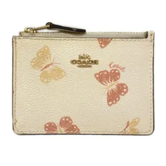 COACH(コーチ) パスケース - 70092 アイボリー×ピンク×マルチ バタフライ(蝶)/コインケース付き/キーリング付き