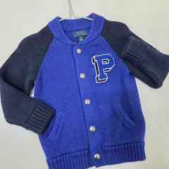 2t 90 ポロ ラルフローレン キッズ ブルー ニット カーディガン