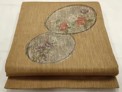 平和屋着物▼太鼓柄袋帯　パールすくい織　花丸文　金銀糸　正絹　逸品　AABC6429wj
