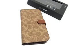 ■極美品■ COACH コーチ シグネチャー PVC×レザー iPhone6 7 インチ Pro アイフォンケース スマホケース ブラウン系 DK8815