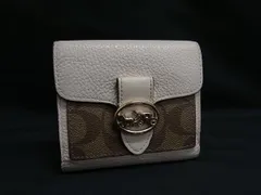 COACH コーチ 7250 シグネチャー レザー×PVC Wホック 二つ折り 財布 ウォレット 小銭入れ 札入れ アイボリー系×ブラウン系 DK9116