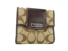COACH コーチ シグネチャー キャンバス×レザー Wホック 二つ折り 財布 ウォレット 小銭入れ 札入れ レディース ブラウン系 DK9118