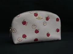 ■美品■ COACH コーチ 76557 レザー アップル りんご 林檎 ポーチ マルチケース 小物入れ レディース アイボリー系×レッド系 DK9138