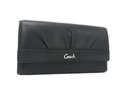 ■美品■ COACH コーチ レザー ラウンドファスナー 長財布 ウォレット 小銭入れ 札入れ カード入れ レディース ブラック系 DK9146