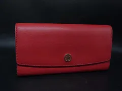 ■美品■ TORY BURCH トリーバーチ レザー 二つ折り 長財布 ウォレット 札入れ 小銭入れ レッド系 DJ8952