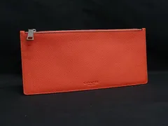 ■新品同様■ COACH コーチ レザー ポーチ マルチケース 小物入れ レディース メンズ オレンジ系 DJ8849