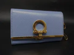 ■美品■ Salvatore Ferragamo フェラガモ ガンチーニ レザー 6連キーケース 鍵入れ ライトブルー系 DJ8991