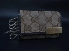 ■美品■ GUCCI グッチ キャンバス×レザー GG柄 6連キーケース 鍵入れ レディース メンズ ブラウン系 DJ8995