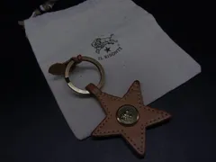 ■美品■ IL BISONTE イルビゾンテ レザー スター バッグチャーム キーホルダー キーリング ブラウン系×ゴールド系 DJ9141