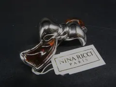 ■極美品■ NINA RICCI ニナリッチ リボン ブローチ ピンバッジ アクセサリー レディース シルバー系×クリアブラウン系 DJ9144