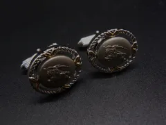 ■美品■ BURBERRY バーバリー カフスボタン カフリンクス アクセサリー 紳士 ビジネス メンズ シルバー系×ゴールド系 DJ9073