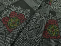 平和屋着物●本場大島紬　7マルキ　色紙重ね花文　正絹　逸品　DABA1098ps