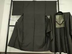 平和屋着物●男性　紬　アンサンブル　黒色　正絹　逸品　DAAY9355az