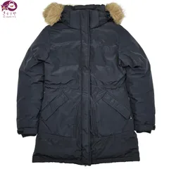 THE NORTH FACE ザ ノース フェイス WIND STOPPER ダウンジャケット 90 M  ロング丈 ファー付きフード グースダウン ジップアップ/マジックテープ開閉 ダークネイビー/ブラック系カラー