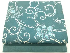 平和屋着物●九寸開き名古屋帯　型染め　花唐草文　鬼しぼ縮緬　正絹　逸品　DAAY0348ob