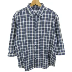 ユニバーシティオブオックスフォード 長袖シャツ トップス チェック柄 メンズ LLサイズ 紺×グレー×白 UNIVERSITY OF OXFORD 【中古】