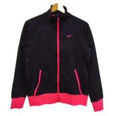 ナイキ ジャージ トラックジャケット ドライフィット スポーツウエア アウター 黒 レディース Mサイズ ブラック×ピンク NIKE 【中古】
