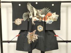 超美品】深い青 お宮参り男児 鷹刺繍 着物 長襦袢セット - メルカリ