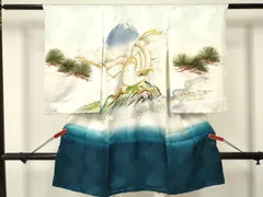 平和屋着物[]お宮参り　男の子　祝着　産着　初着　のしめ　刺繍　鷹　鷲　風景松文　暈し染め　金銀彩　逸品　DAAY3195ma