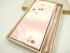 平和屋着物●和装小物　帯締め・帯揚げセット　枝梅文　暈し染め　珊瑚色　あい美苑　逸品　未使用　CAAZ6235ju