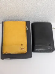 Lee リー 二つ折り財布 縦型 メンズ 小銭入れ 財布 本革 イタリアンレザー イエロー、ブラック 320-1754　2つセットで如何でしょうか！