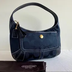 Coach Vintage y2k Signature Black Canvas Leather Hobo Shoulder Bag