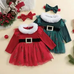 女の子 クリスマス ワンピース キッズ 衣装 長袖 子供 クリスマス服 チェック柄 ドレス 子供服 ガールズ チュール かわいい ベビー 赤ちゃxm1121