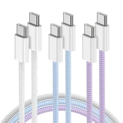 Cケーブル 2m/3本セット PDプロトコル 60W急速充電 Type (USB C&USB C ケーブル) iPhone17/16/15 対応 USB iPad Pro/Air/mini6、MacBook Pro、Samsung Galaxy S25/S24