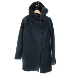 ロッソ ROSSO アーバンリサーチ フェイクムートンコート ロング丈 フード付き 無地 F 紺 ネイビー /YS1
