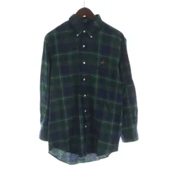 ラルフローレン RALPH LAUREN シャツ タグ付き 長袖 ボタンダウン ポロベア 刺繍 ロゴ チェック柄 M 緑 グリーン /MQ