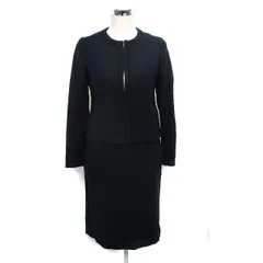 デミルクス ビームス Demi-Luxe BEAMS セットアップ セレモニースーツ ノーカラージャケット タイトスカート 膝丈 ツイード 38 ネイビー 紺 /KT1