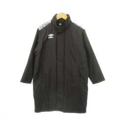 アンブロ UMBRO ウォッシャブルパデッドハーフコート ベンチコート 中綿 ロング スタンドカラー ジップアップ プリント ロゴ サッカー スポーツ 女の子 ガールズ 140cm 黒 ブラック /MN14 ■GY99