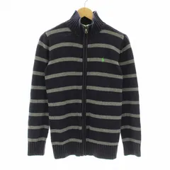 ポロ バイ ラルフローレン Polo by Ralph Lauren ニットジャケット ブルゾン ジップアップ ボーダー柄 コットン ロゴ刺繍 160cm 紺 ネイビー グレー 32715966026H /KU
