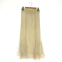 マーキュリーデュオ MERCURYDUO 24AW 裾チュールレースマーメイドスカート ロング フレア S ライトベージュ /MY ■OS