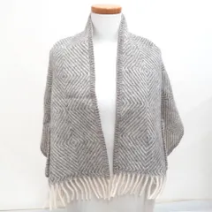 LAPUAN KANKURIT ラプアンカンクリ ポケット付き ショール  グレー×ホワイト 45x115cm+フリンジ