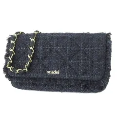 スナイデル SNIDEL ツイード チェーン ショルダーバッグ 2WAY クラッチ ネイビー